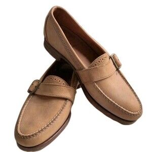 Polo Ralph Lauren Loafer Boat Shoe Bench Made in Maine Women 8 D Tan Leather USA